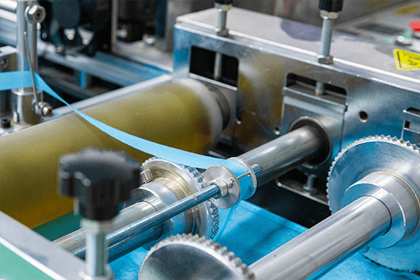 Cleanroom material moving through a production line